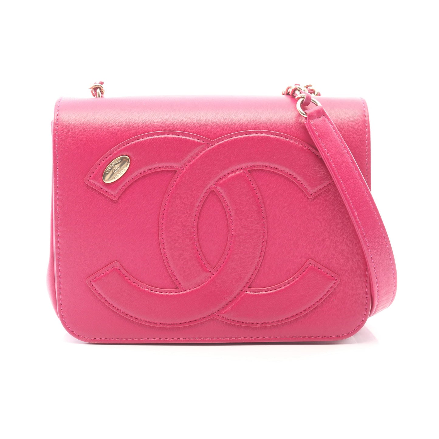 ココマーク チェーンショルダーバッグ ラムスキン ピンクパープル ゴールド金具 シャネル バッグ CHANEL