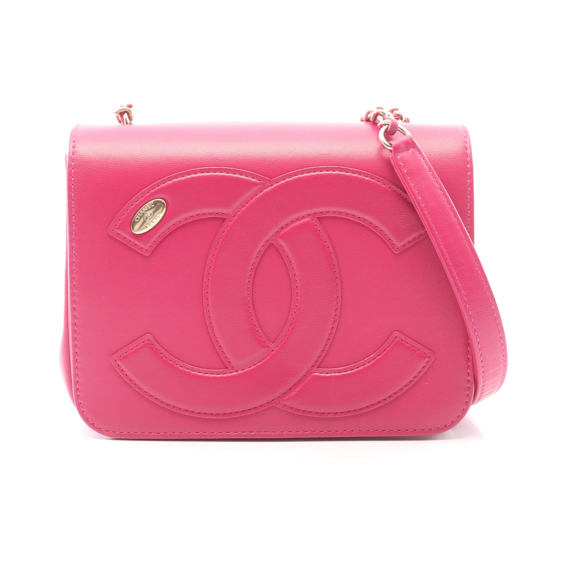 ココマーク チェーンショルダーバッグ ラムスキン ピンクパープル ゴールド金具 シャネル バッグ CHANEL