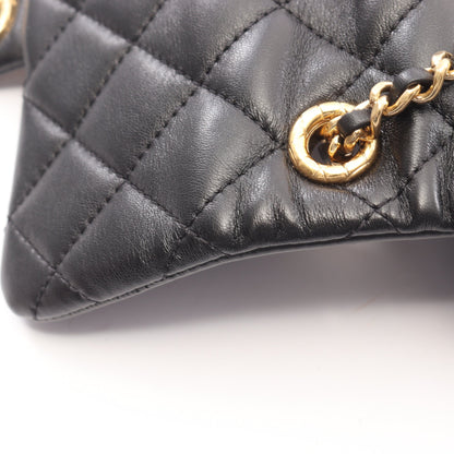 マトラッセ チェーンショルダーバッグ ラムスキン ブラック ゴールド金具 シャネル バッグ CHANEL