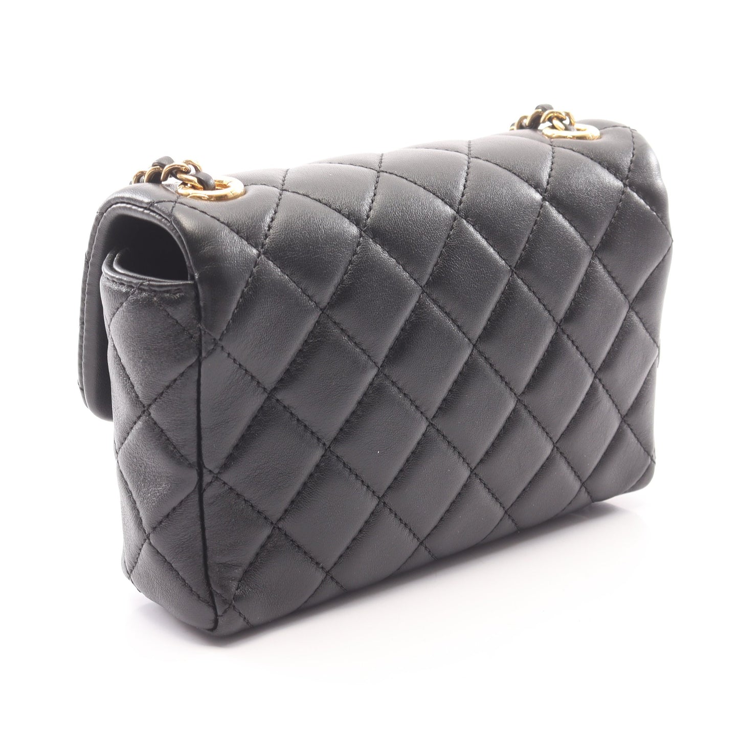 マトラッセ チェーンショルダーバッグ ラムスキン ブラック ゴールド金具 シャネル バッグ CHANEL