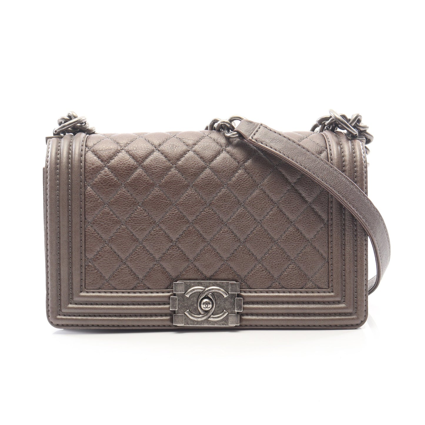 ボーイシャネル チェーンショルダーバッグ キャビアスキン ブロンズ シルバー金具 シャネル バッグ CHANEL