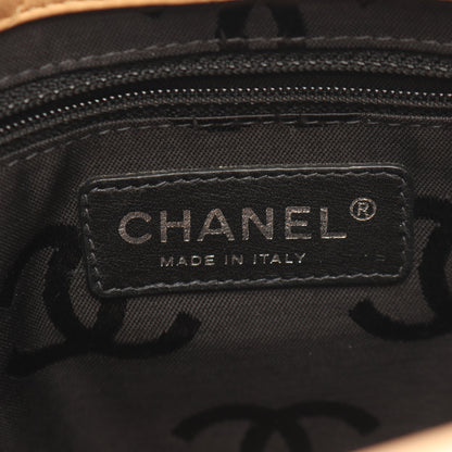 カンボンライン スモール ハンドバッグ トートバッグ レザー ベージュ ブラック シルバー金具 シャネル バッグ CHANEL