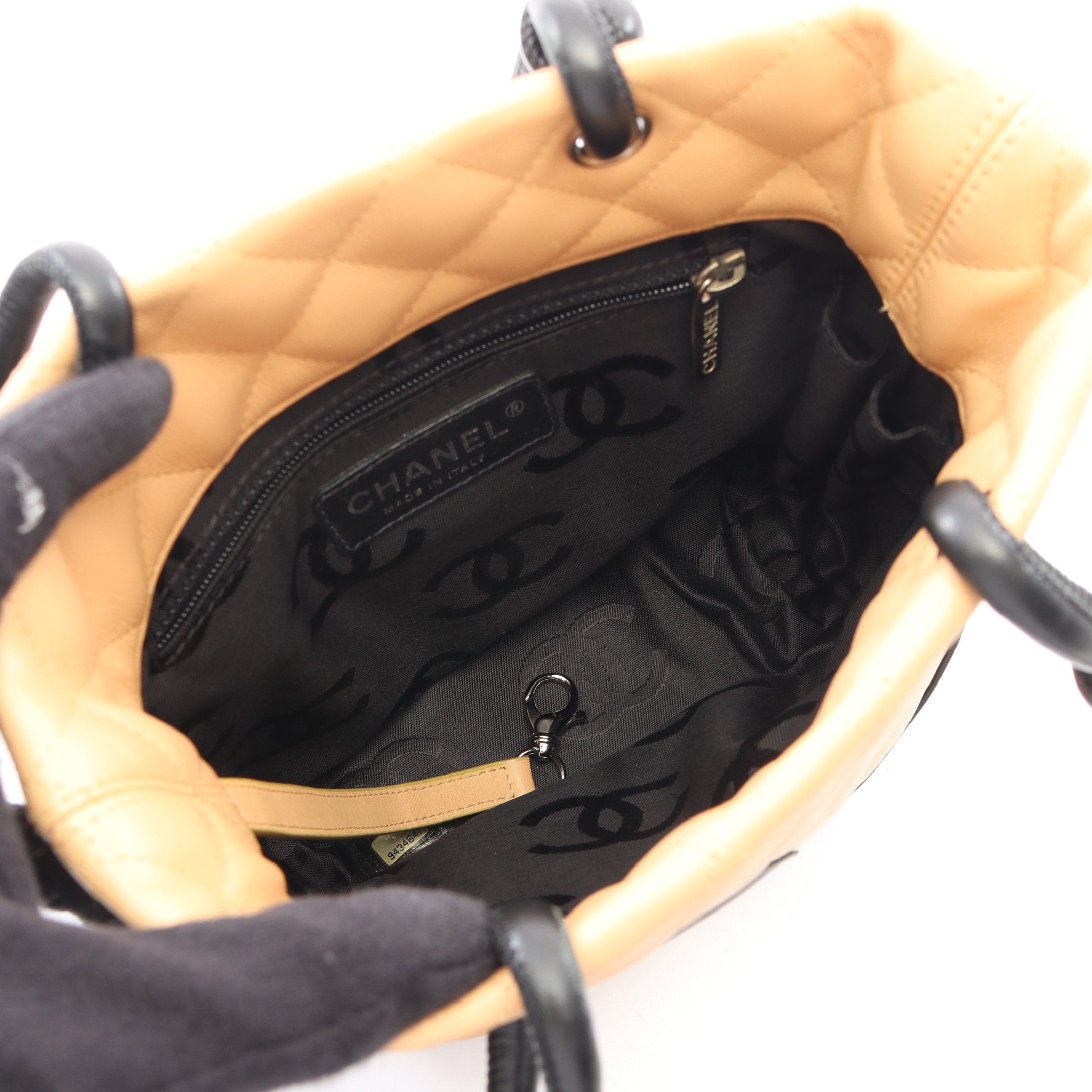 カンボンライン スモール ハンドバッグ トートバッグ レザー ベージュ
