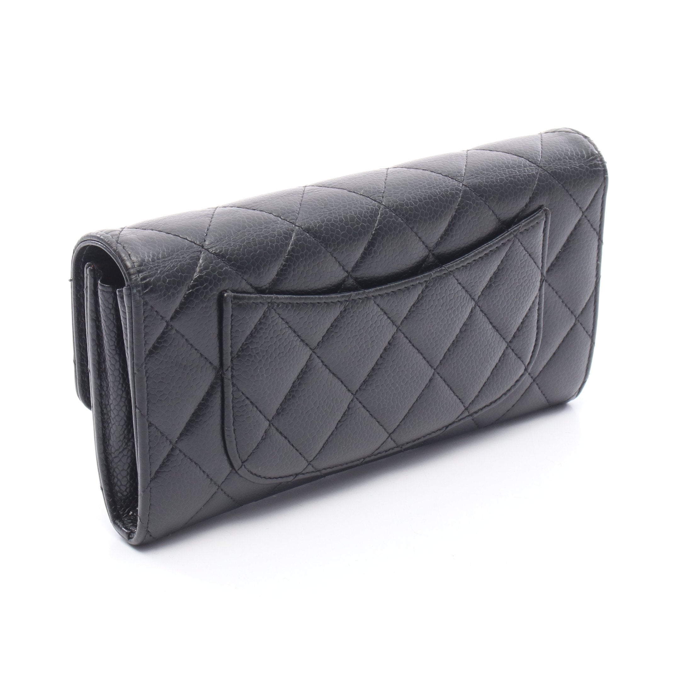 シャネル CHANEL マトラッセクラシックロングフラップウォレット AP0242 ブラック シルバー金具 キャビアスキン ユニセックス 長財布 CHANEL（シャネル） 長財布 クラシック ロングジップウォレット AP0242