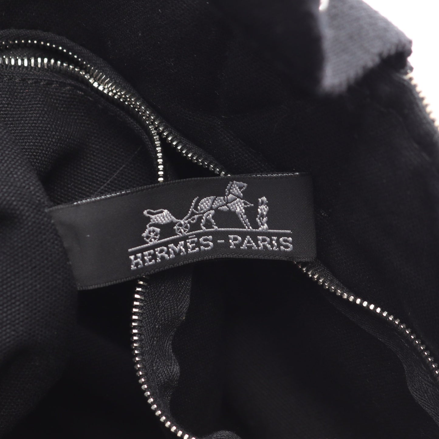 サクソーPM エクリュ ハンドバッグ トワルアッシュ アイボリー ブラック シルバー金具 エルメス バッグ HERMES