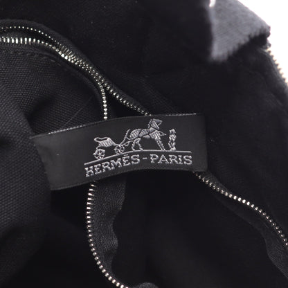 サクソーPM エクリュ ハンドバッグ トワルアッシュ アイボリー ブラック シルバー金具 エルメス バッグ HERMES