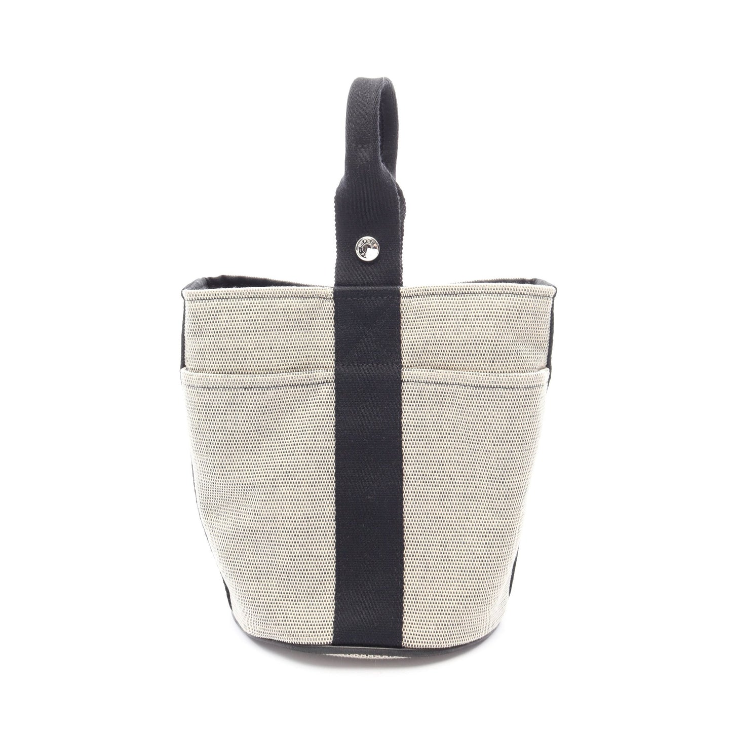 サクソーPM エクリュ ハンドバッグ トワルアッシュ アイボリー ブラック シルバー金具 エルメス バッグ HERMES