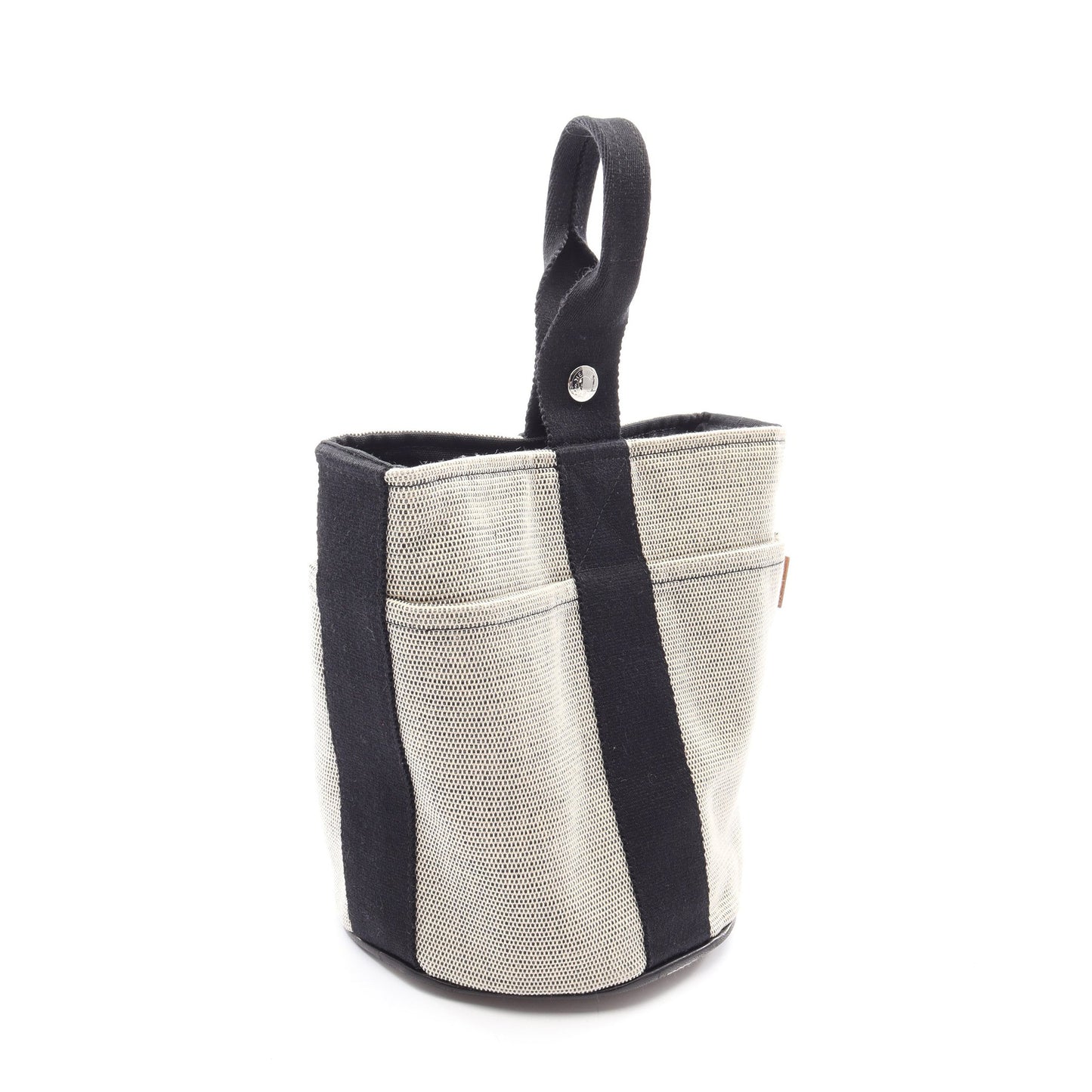 サクソーPM エクリュ ハンドバッグ トワルアッシュ アイボリー ブラック シルバー金具 エルメス バッグ HERMES
