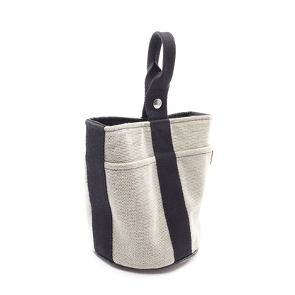 サクソーPM エクリュ ハンドバッグ トワルアッシュ アイボリー ブラック シルバー金具 エルメス バッグ HERMES