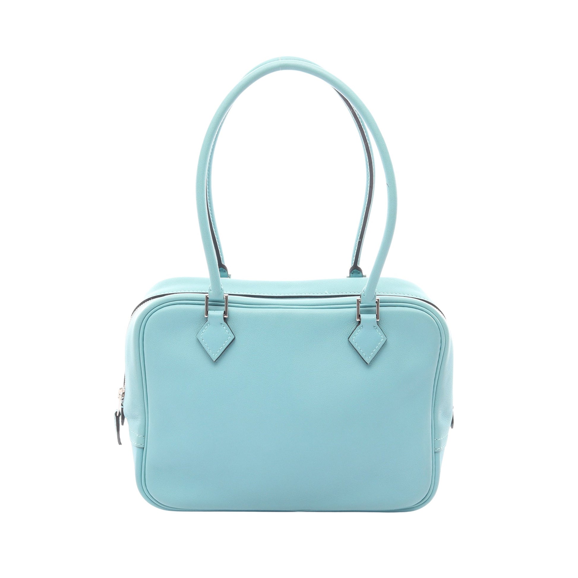 ミニプリュム20 ブルーアトール ハンドバッグ ヴォースイフト ライトブルー シルバー金具 X刻印 エルメス バッグ HERMES