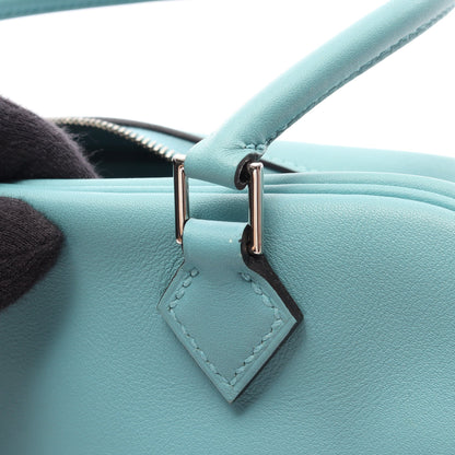 ミニプリュム20 ブルーアトール ハンドバッグ ヴォースイフト ライトブルー シルバー金具 X刻印 エルメス バッグ HERMES