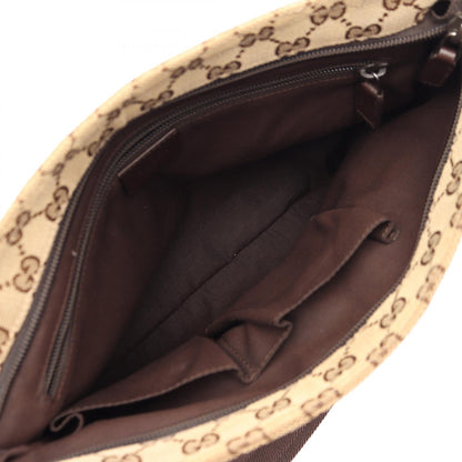 GGキャンバス ショルダーバッグ キャンバス レザー ベージュ ダークブラウン グッチ バッグ GUCCI