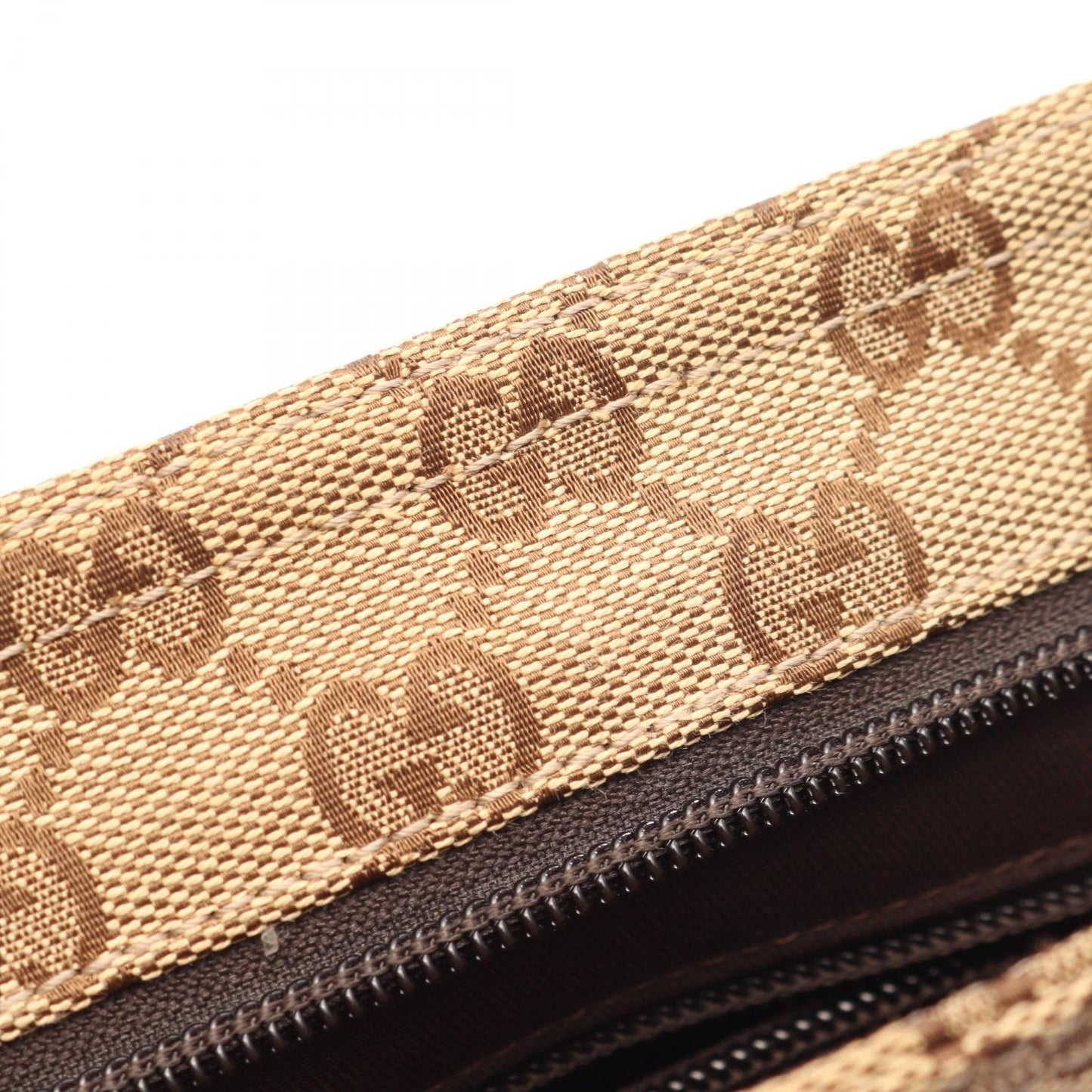 GGキャンバス ショルダーバッグ キャンバス レザー ベージュ ダークブラウン グッチ バッグ GUCCI