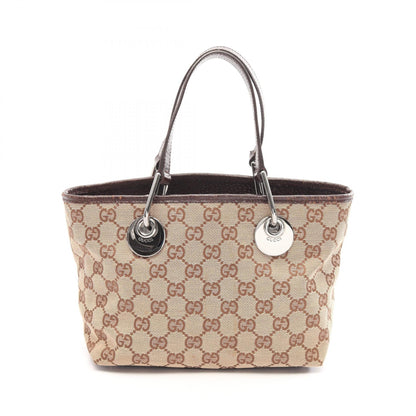 GGキャンバス ハンドバッグ トートバッグ キャンバス レザー ベージュ ダークブラウン グッチ バッグ GUCCI