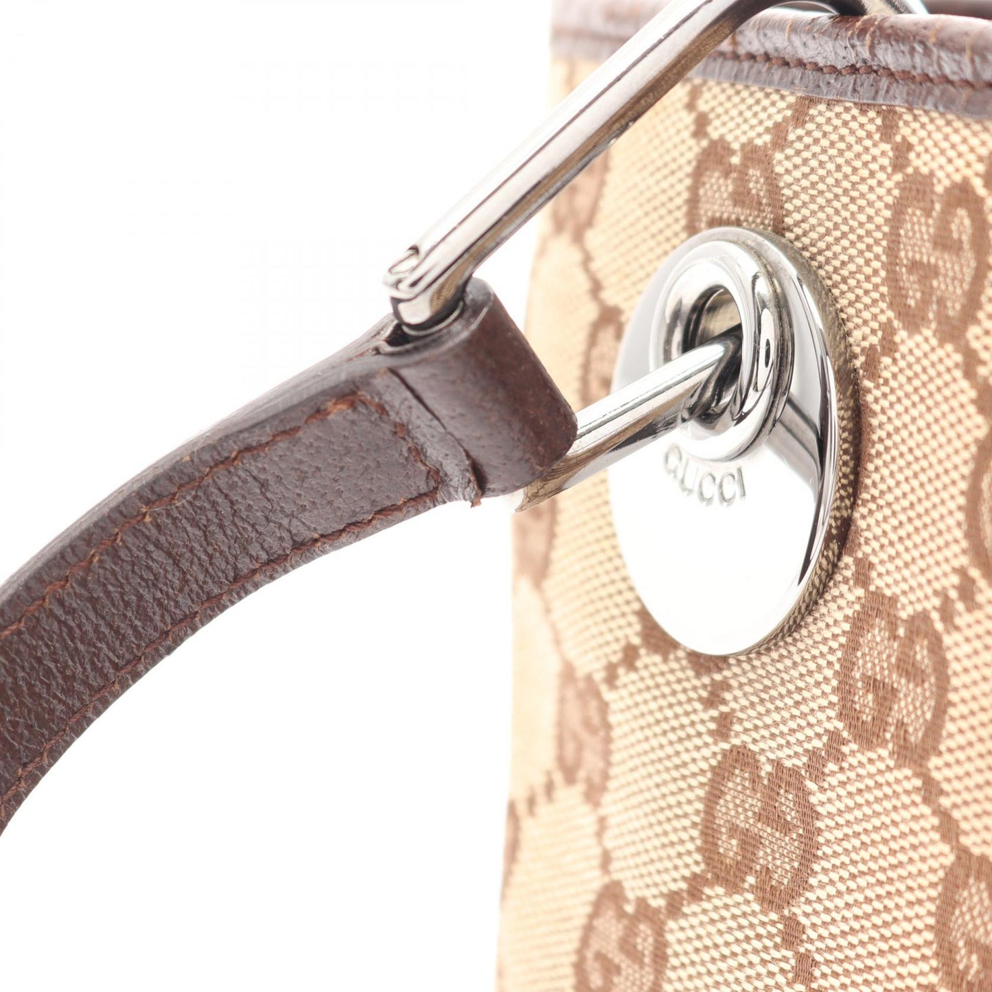 GGキャンバス ハンドバッグ トートバッグ キャンバス レザー ベージュ ダークブラウン グッチ バッグ GUCCI