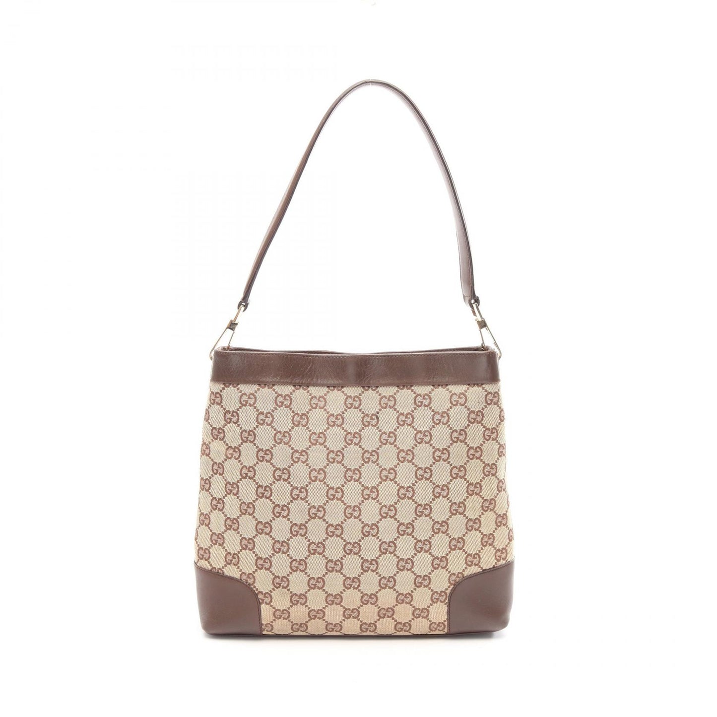 GGキャンバス ワンショルダーバッグ キャンバス レザー ベージュ ダークブラウン グッチ バッグ GUCCI