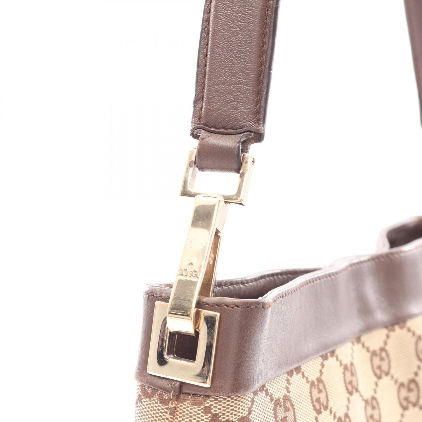 GGキャンバス ワンショルダーバッグ キャンバス レザー ベージュ ダークブラウン グッチ バッグ GUCCI