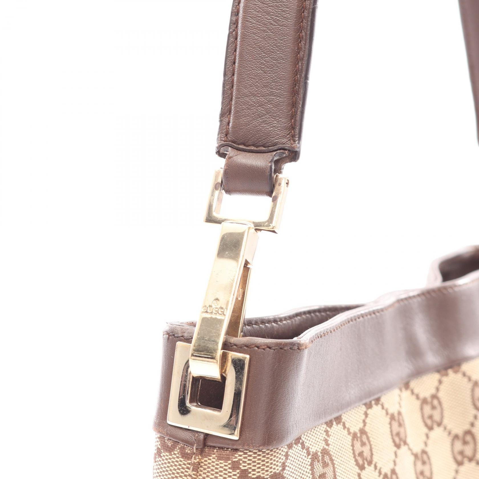 GGキャンバス ワンショルダーバッグ キャンバス レザー ベージュ ダークブラウン グッチ バッグ GUCCI