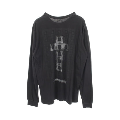 CHプラス ブロッククロス プリント クルーネック 長袖Tシャツ コットン ブラック クロムハーツ トップス Chrome Hearts