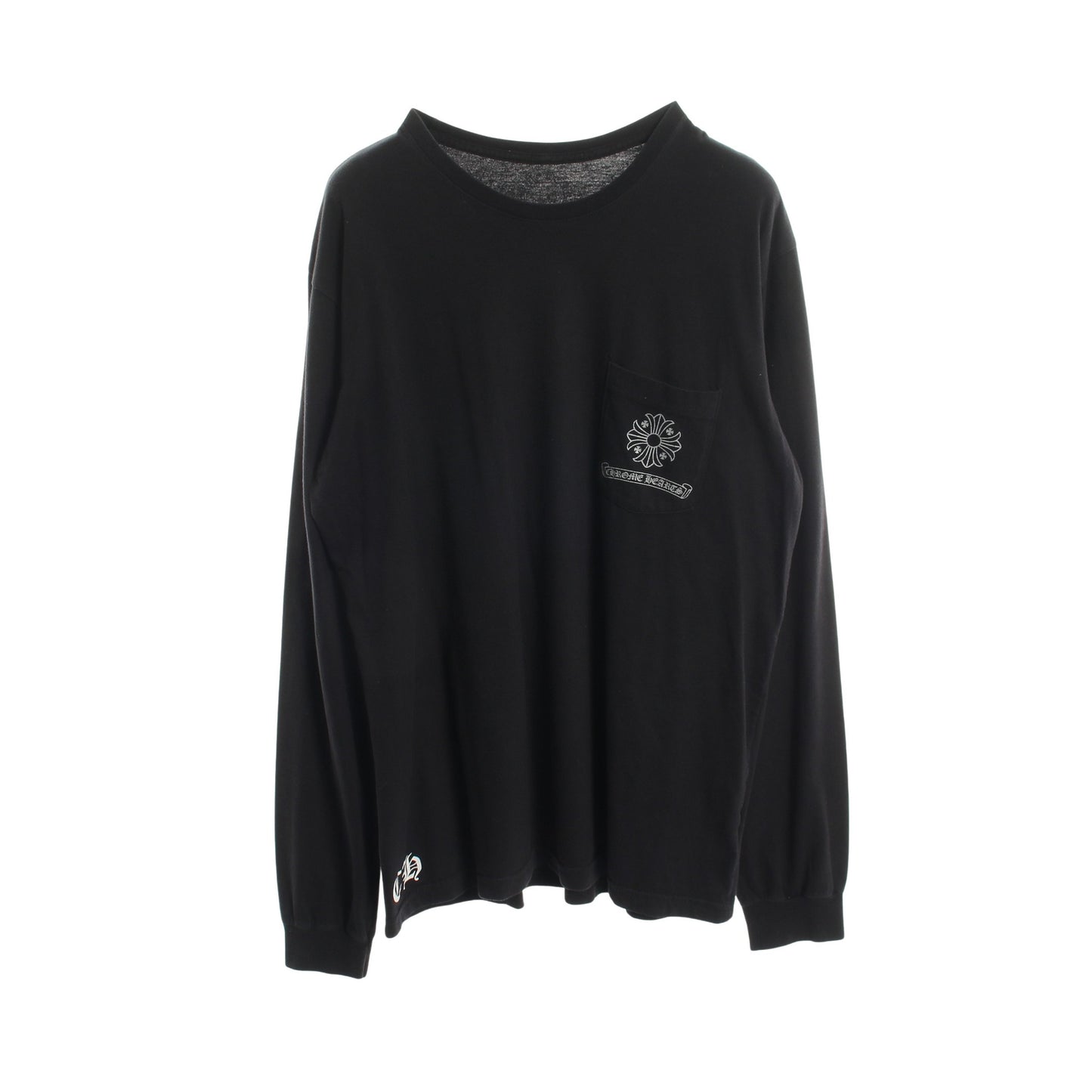 CHプラス ブロッククロス プリント クルーネック 長袖Tシャツ コットン ブラック クロムハーツ トップス Chrome Hearts
