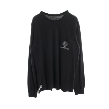 CHプラス ブロッククロス プリント クルーネック 長袖Tシャツ コットン ブラック クロムハーツ トップス Chrome Hearts