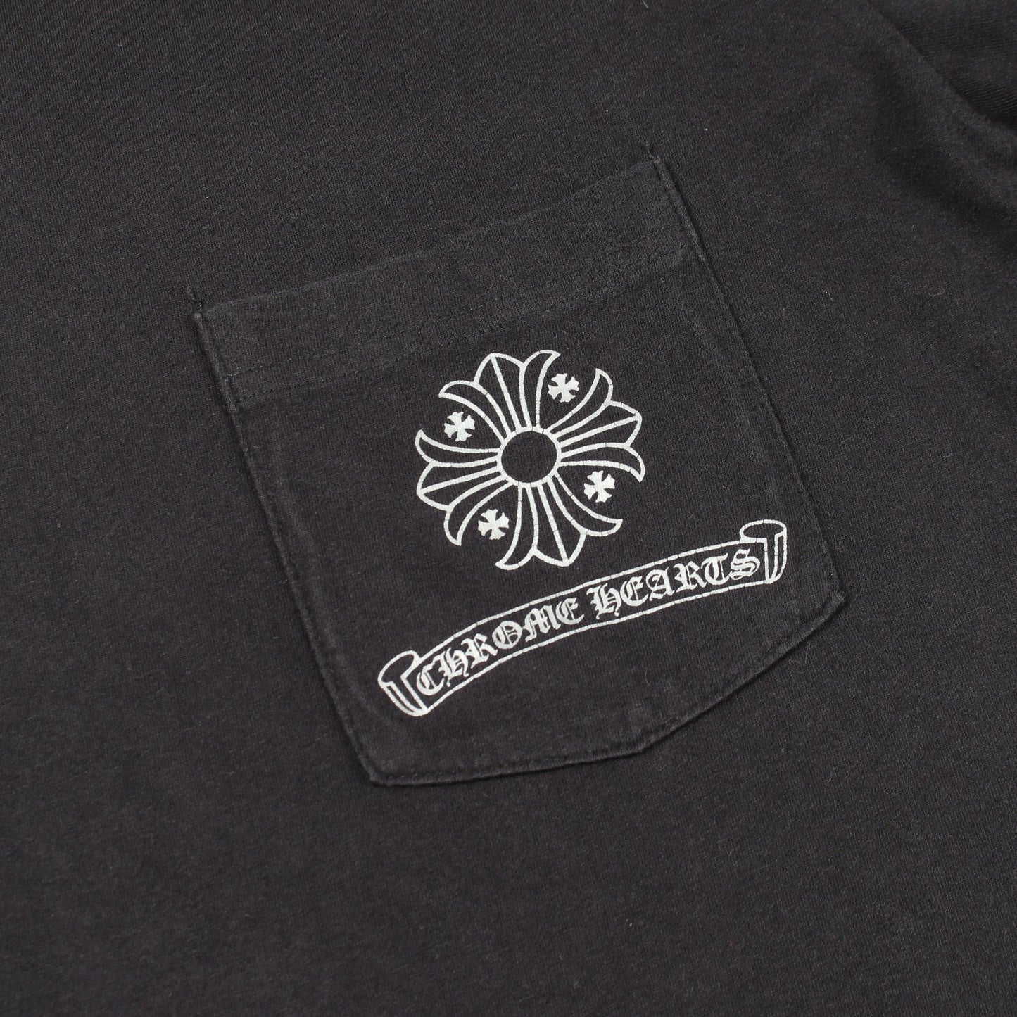 CHプラス ブロッククロス プリント クルーネック 長袖Tシャツ コットン ブラック クロムハーツ トップス Chrome Hearts