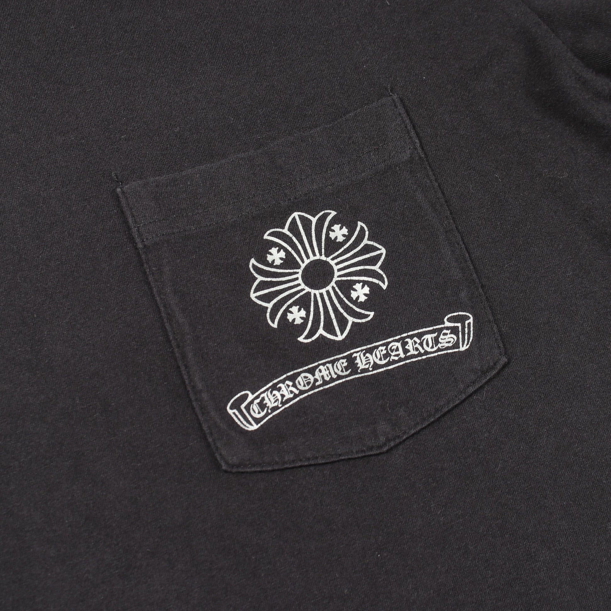 CHプラス ブロッククロス プリント クルーネック 長袖Tシャツ コットン ブラック クロムハーツ トップス Chrome Hearts