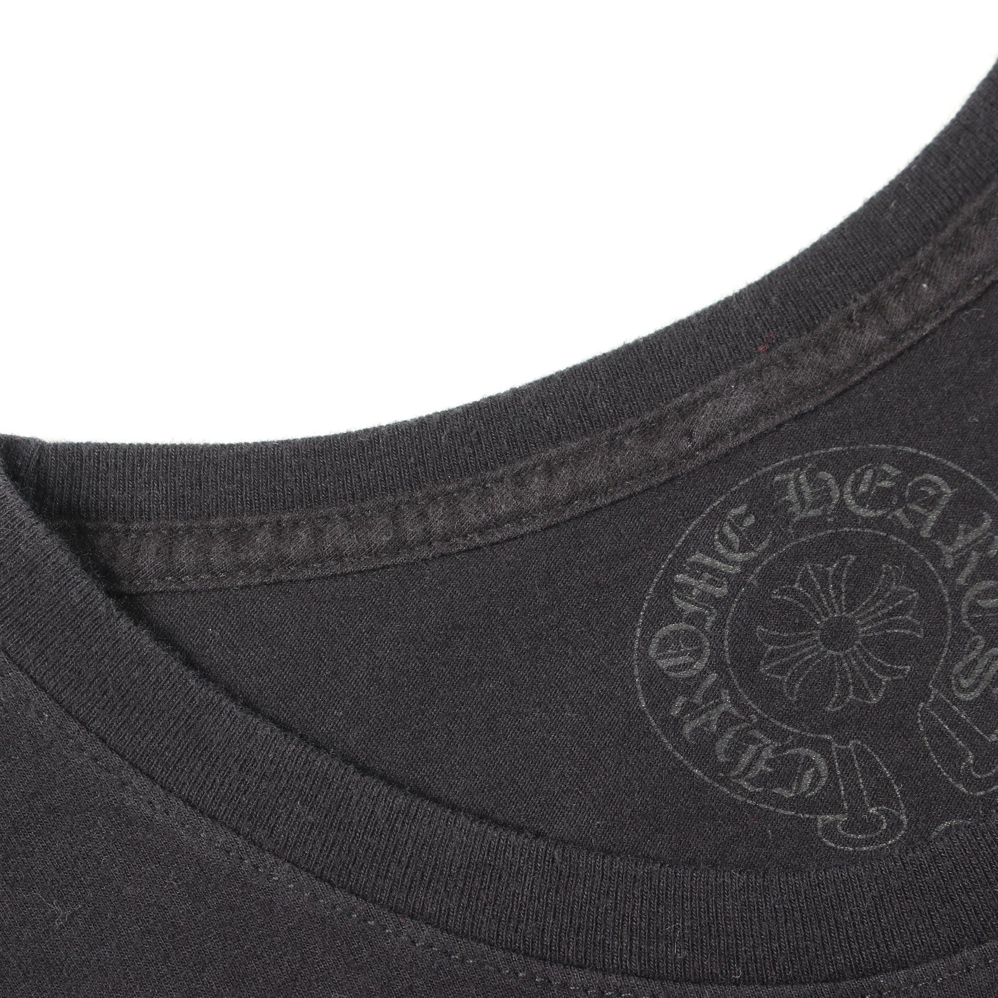 CHプラス ブロッククロス プリント クルーネック 長袖Tシャツ コットン ブラック クロムハーツ トップス Chrome Hearts