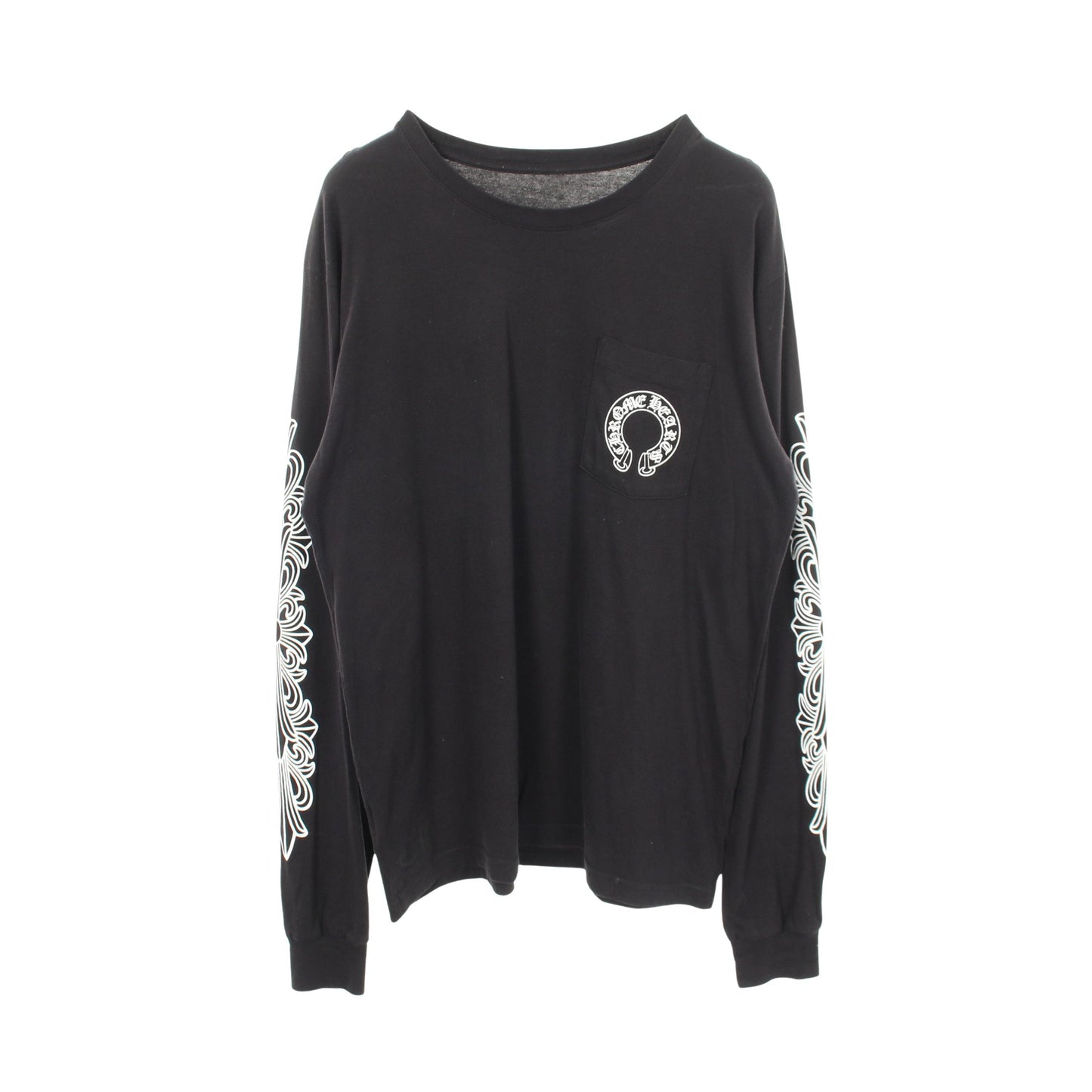 ホースシューフローラルクロス クルーネック 長袖Tシャツ コットン ブラック クロムハーツ トップス Chrome Hearts