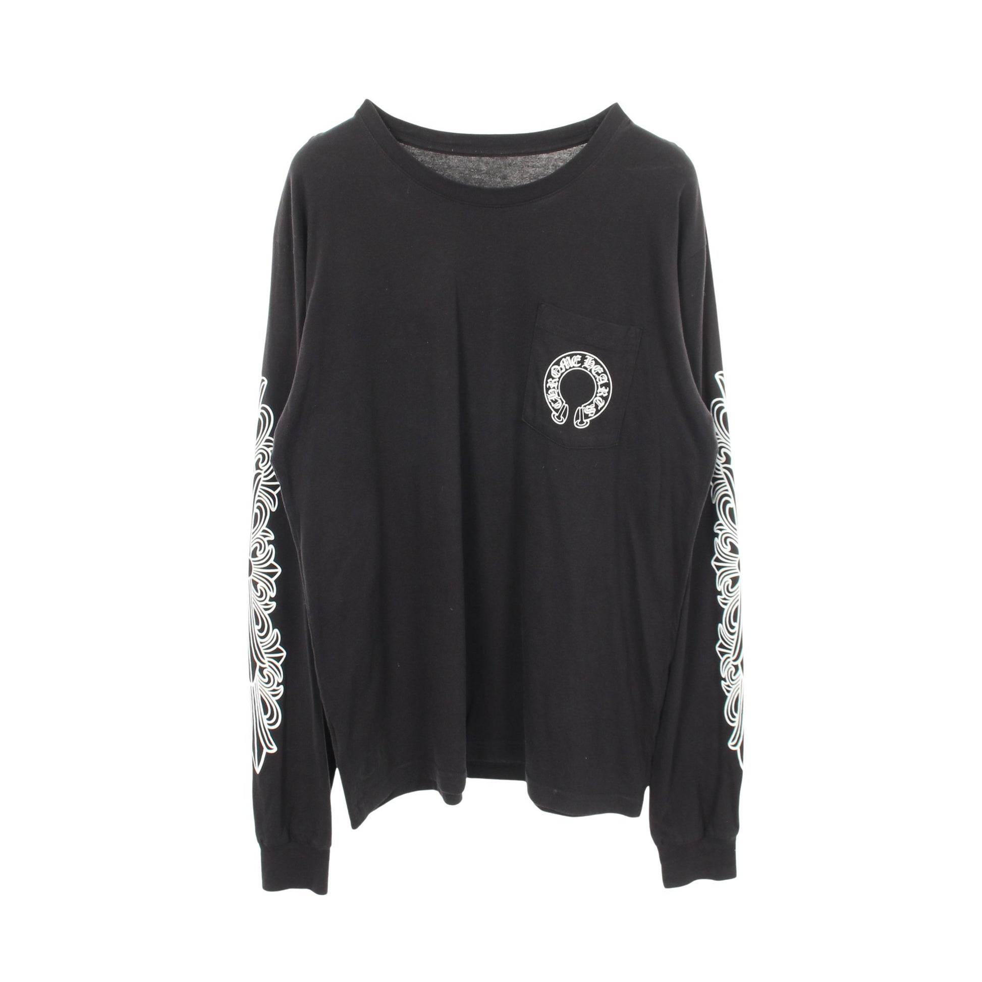 ホースシューフローラルクロス クルーネック 長袖Tシャツ コットン ブラック クロムハーツ トップス Chrome Hearts