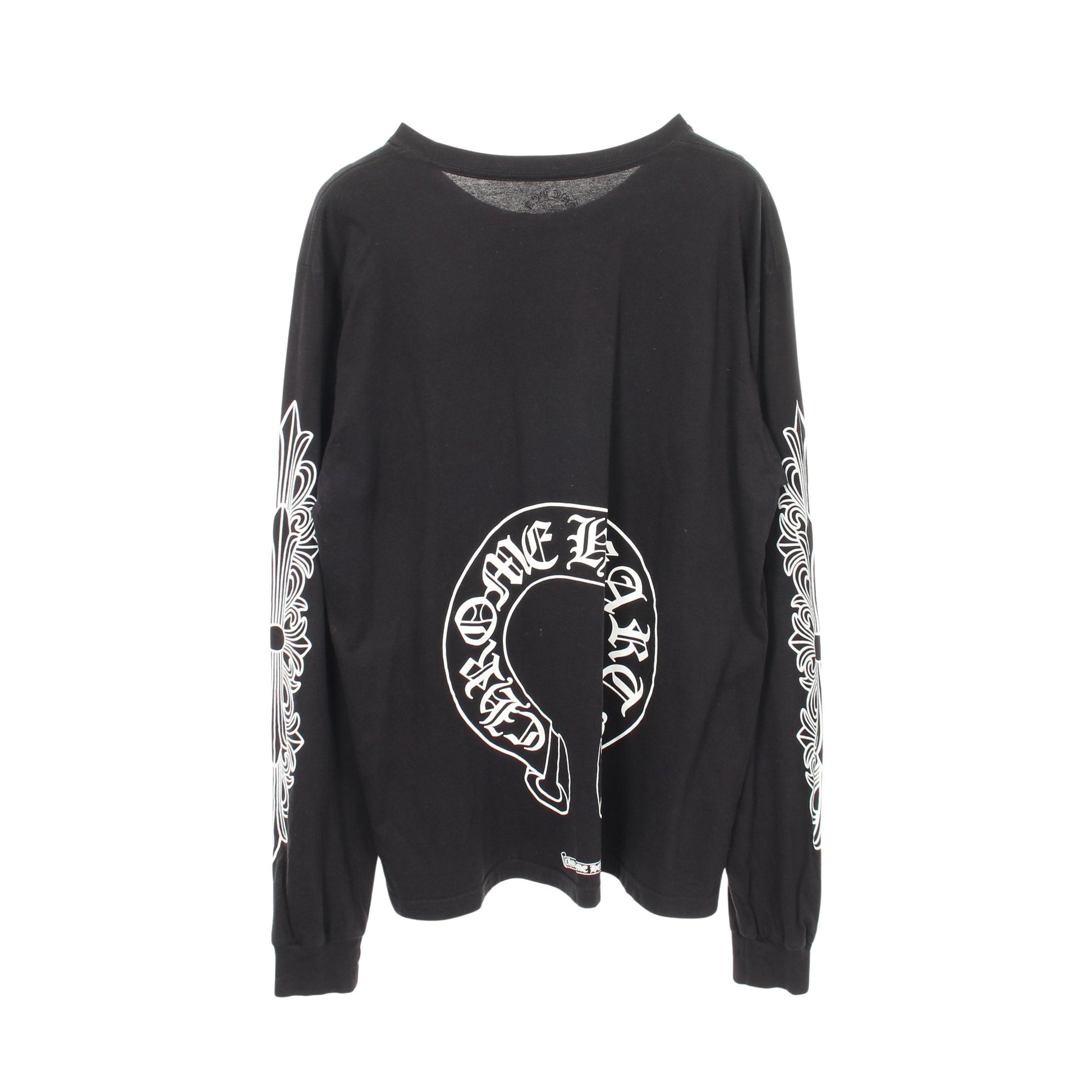 ホースシューフローラルクロス クルーネック 長袖Tシャツ コットン ブラック クロムハーツ トップス Chrome Hearts