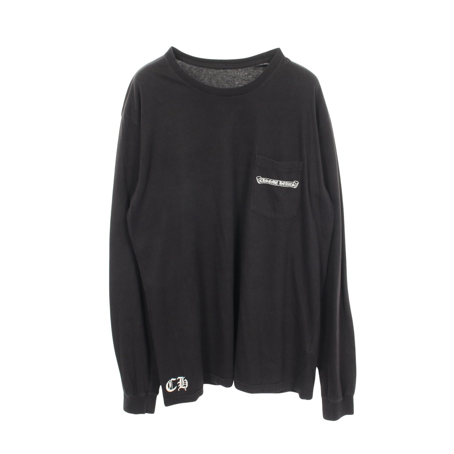 バックCHプラス スクロールプリント クルーネック 長袖Tシャツ コットン ブラック クロムハーツ トップス Chrome Hearts