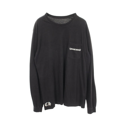 バックCHプラス スクロールプリント クルーネック 長袖Tシャツ コットン ブラック クロムハーツ トップス Chrome Hearts