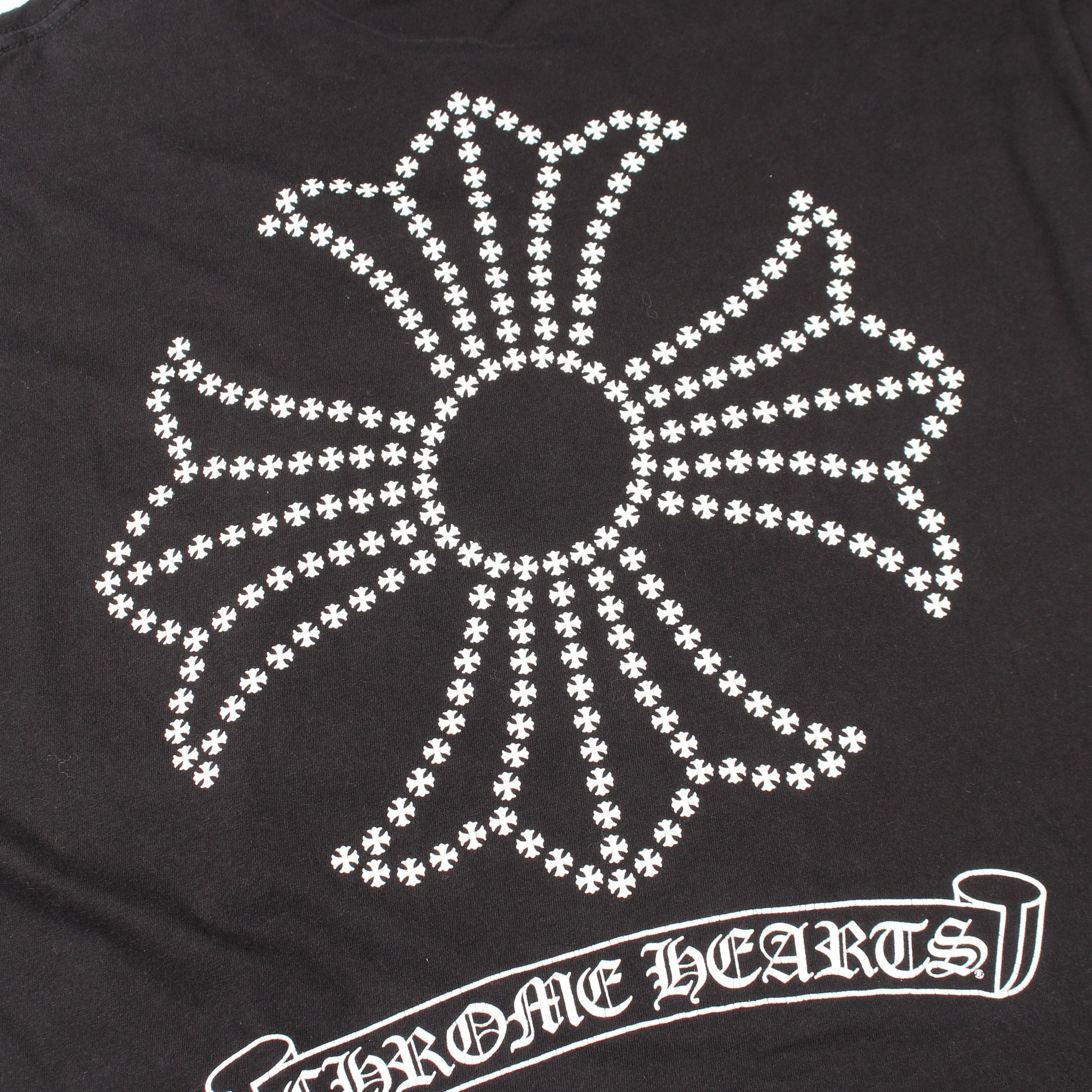 バックCHプラス スクロールプリント クルーネック 長袖Tシャツ コットン ブラック クロムハーツ トップス Chrome Hearts