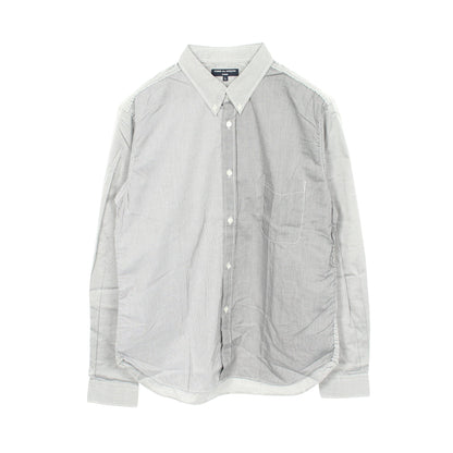 チェックストライプ切替 長袖 ボタンダウン シャツ コットン グレー コムデギャルソンオム トップス COMME des GARCONS HOMME