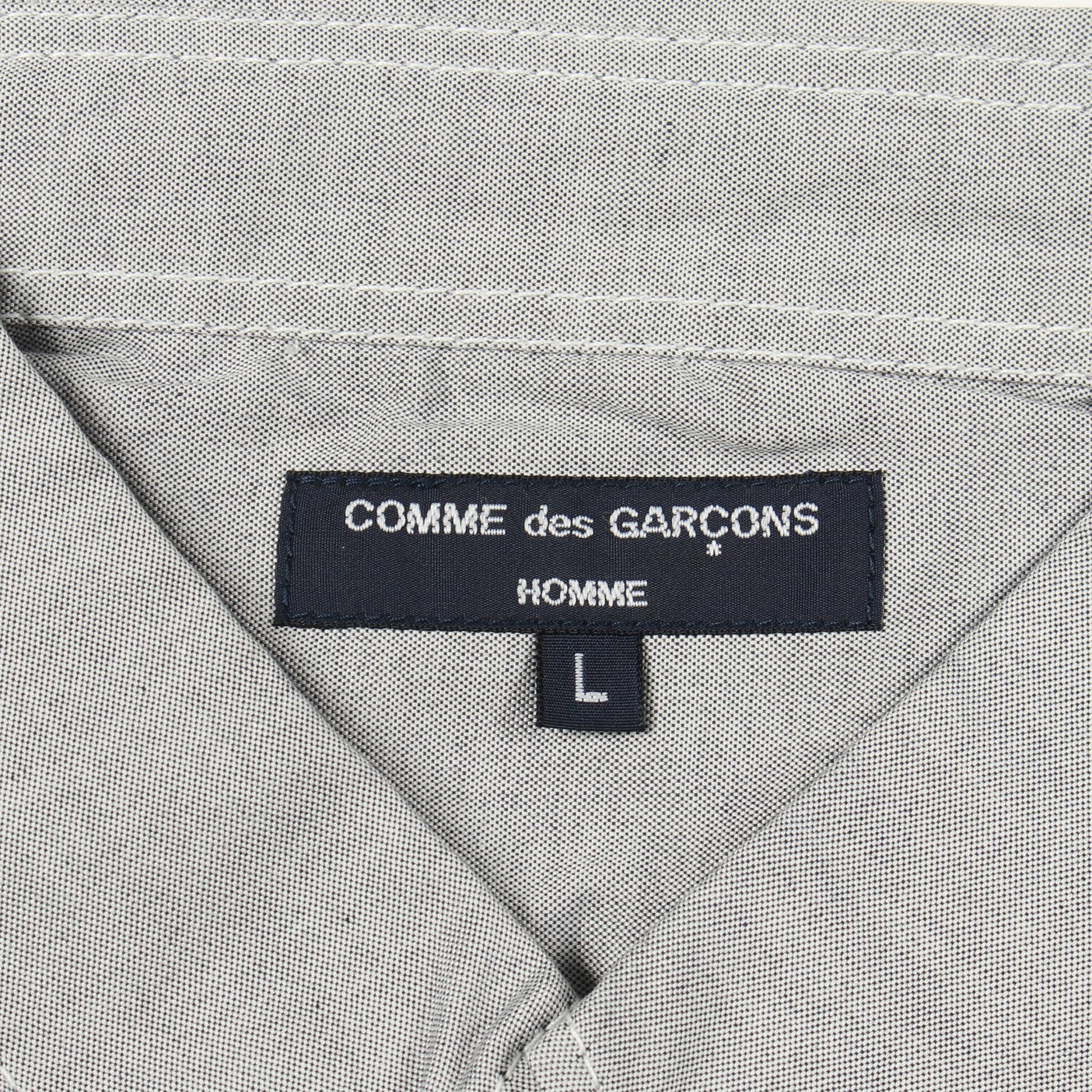 チェックストライプ切替 長袖 ボタンダウン シャツ コットン グレー コムデギャルソンオム トップス COMME des GARCONS HOMME