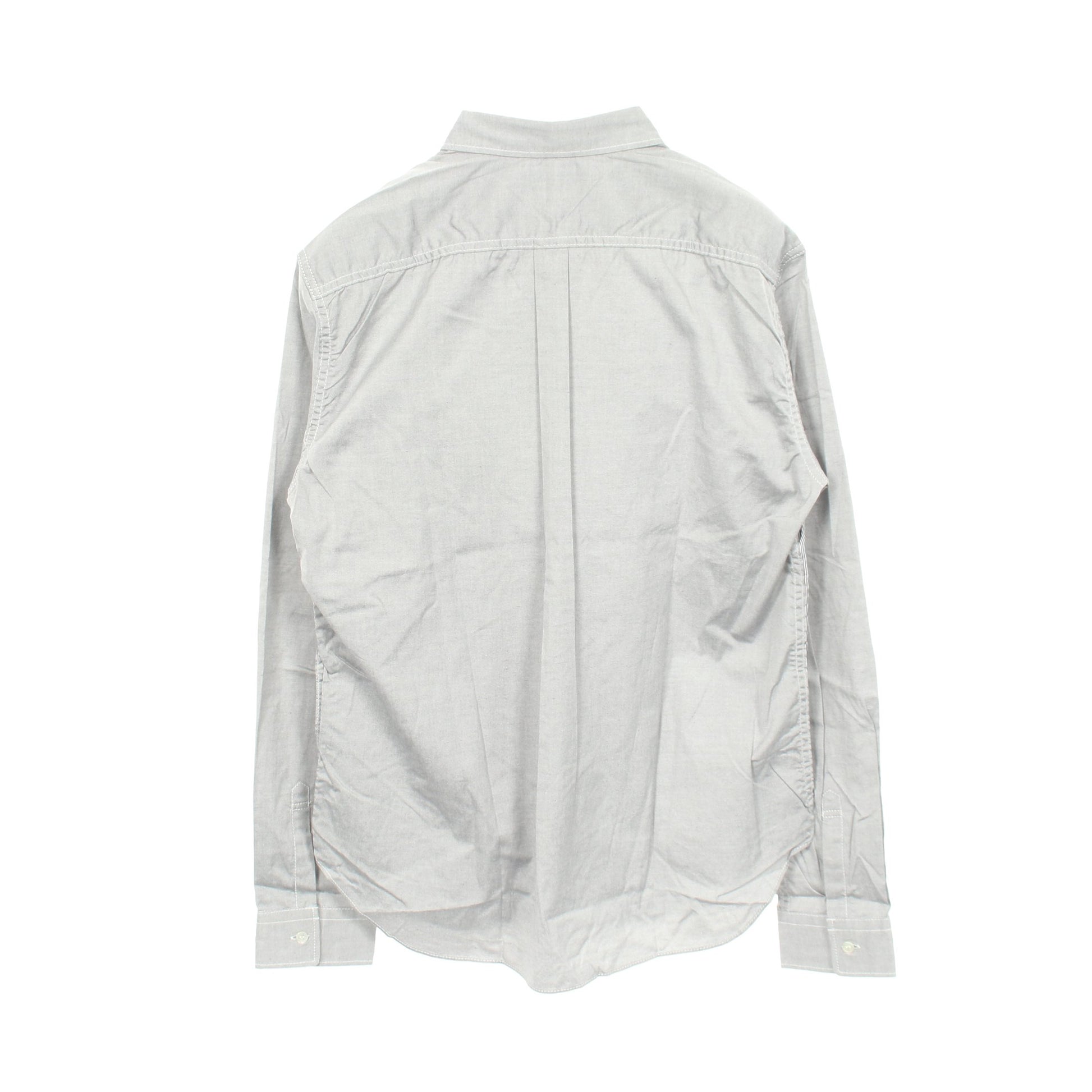 チェックストライプ切替 長袖 ボタンダウン シャツ コットン グレー コムデギャルソンオム トップス COMME des GARCONS HOMME