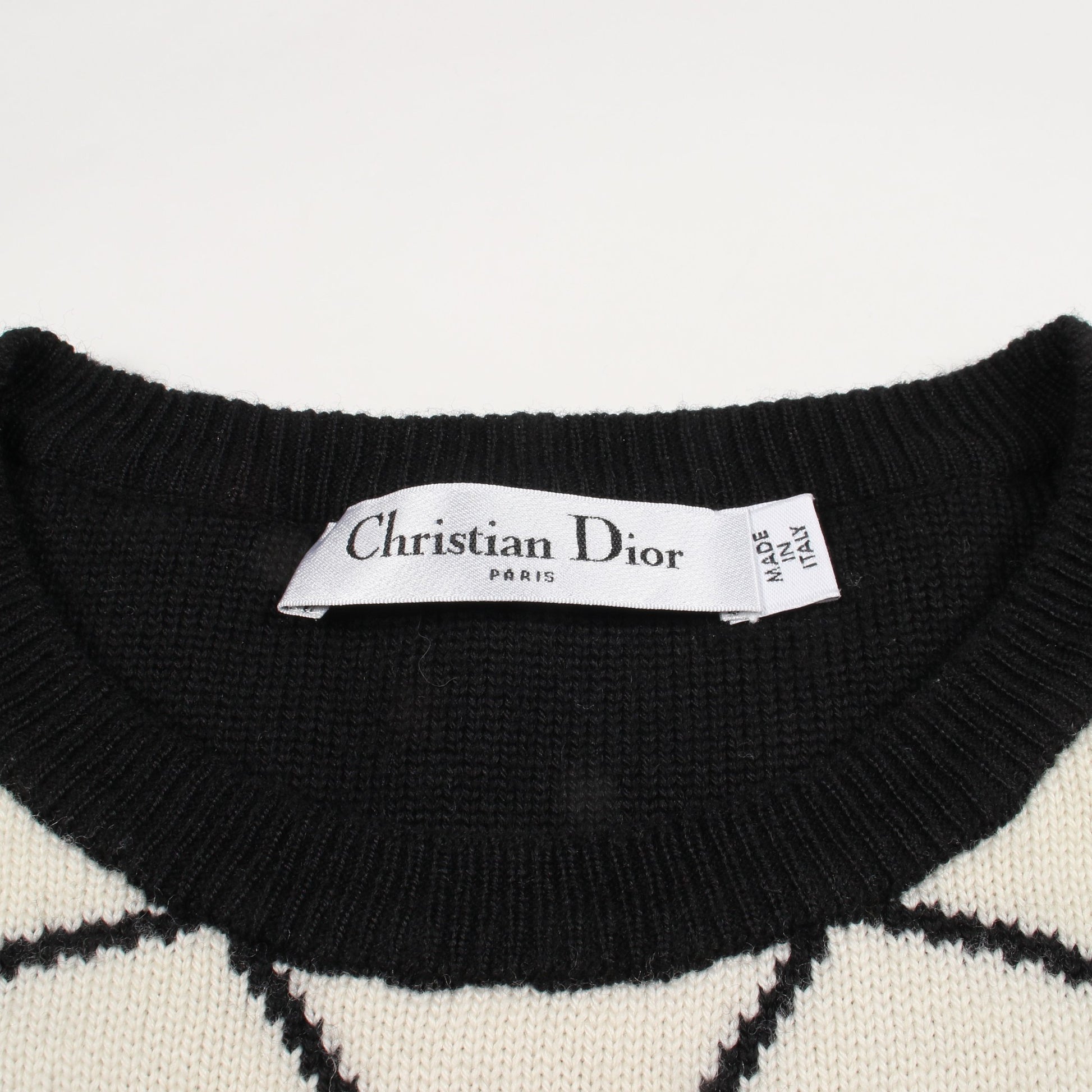 花柄 ニット ウール アイボリー ブラック クリスチャンディオール トップス Christian Dior