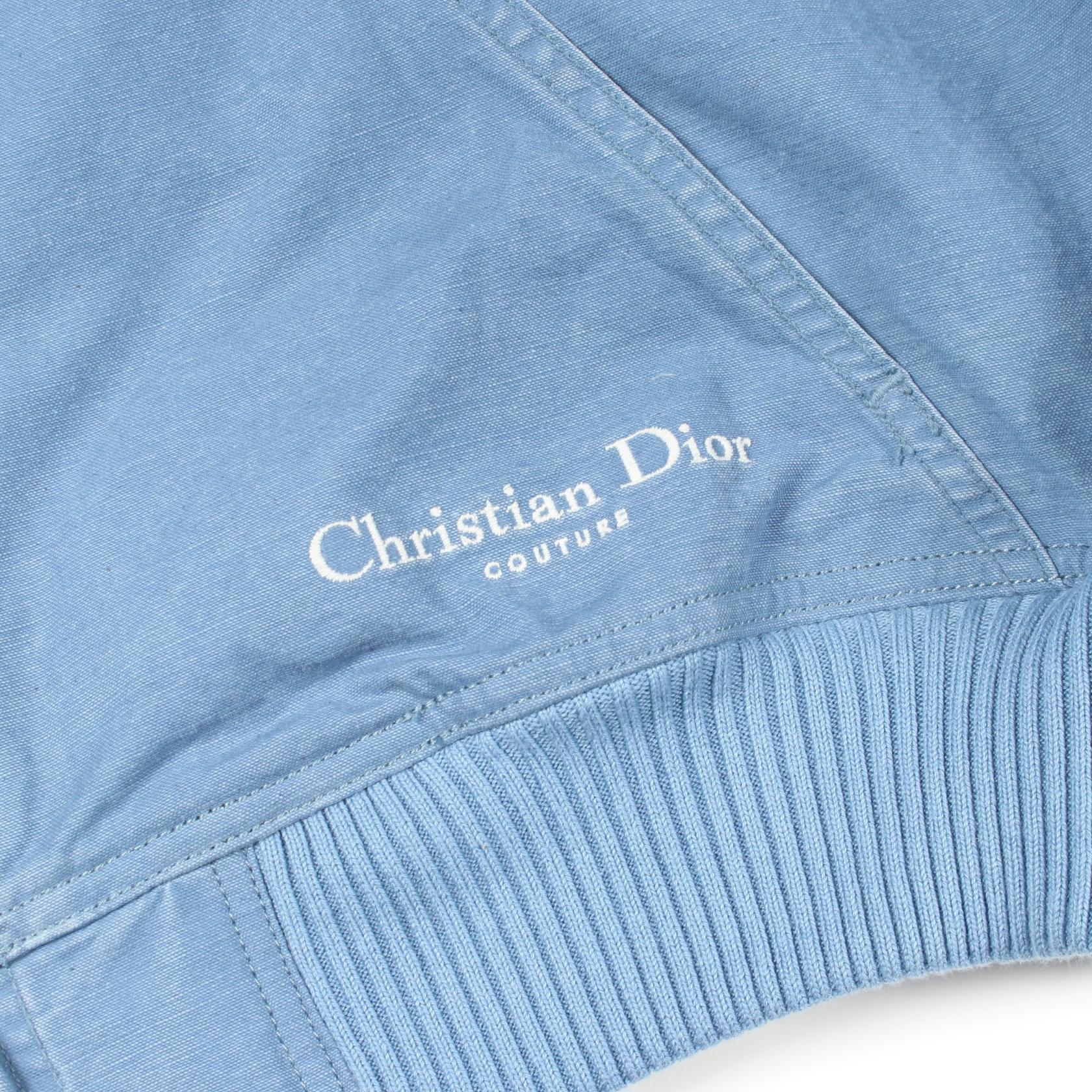 25SS ロゴエンブロイダリー デニムパーカー デニムジャケット コットン ライトブルー ディオール アウター DIOR