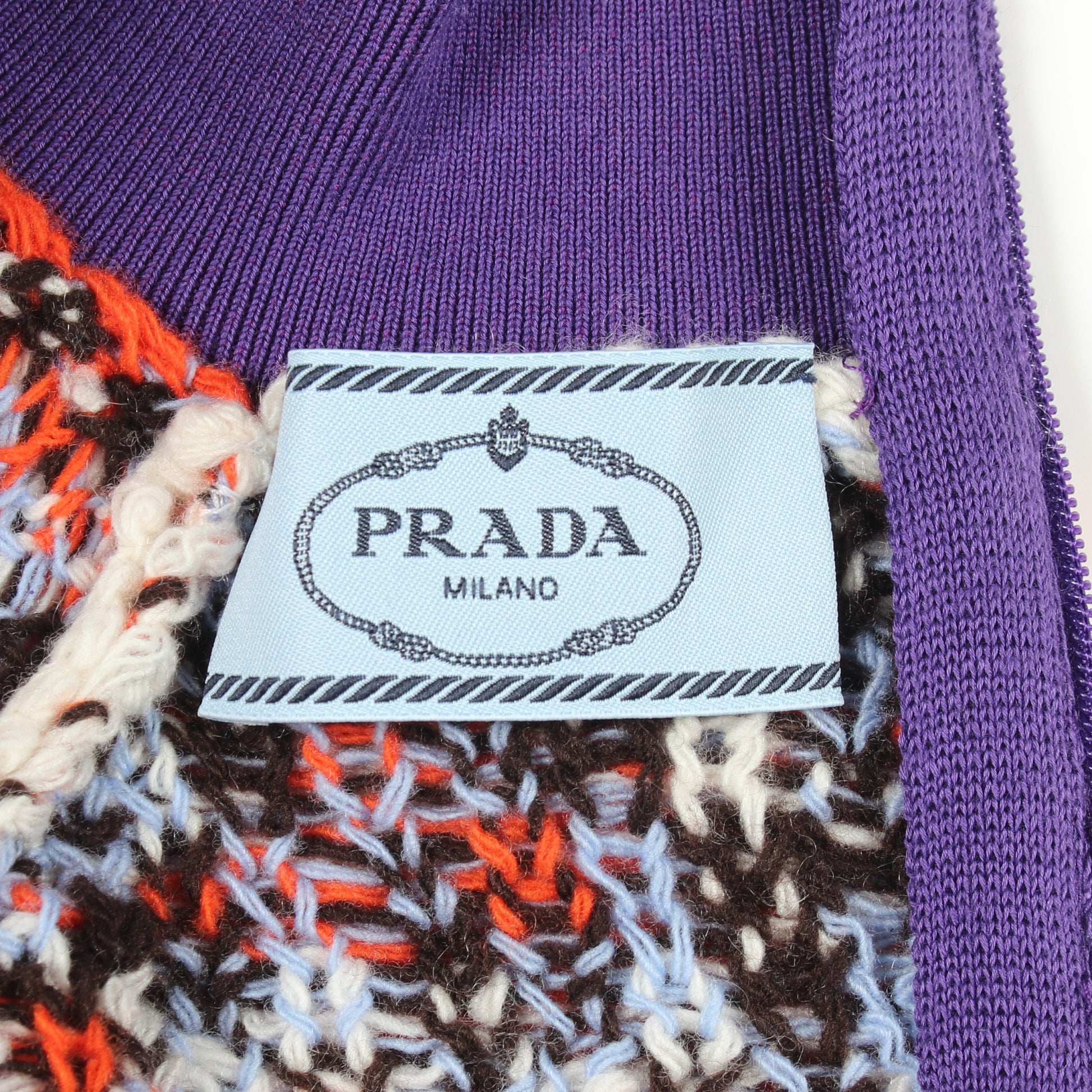 geometric motif モックネック ニット ウール カシミヤ コットン ホワイト マルチカラー プラダ トップス PRADA