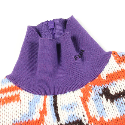 geometric motif モックネック ニット ウール カシミヤ コットン ホワイト マルチカラー プラダ トップス PRADA