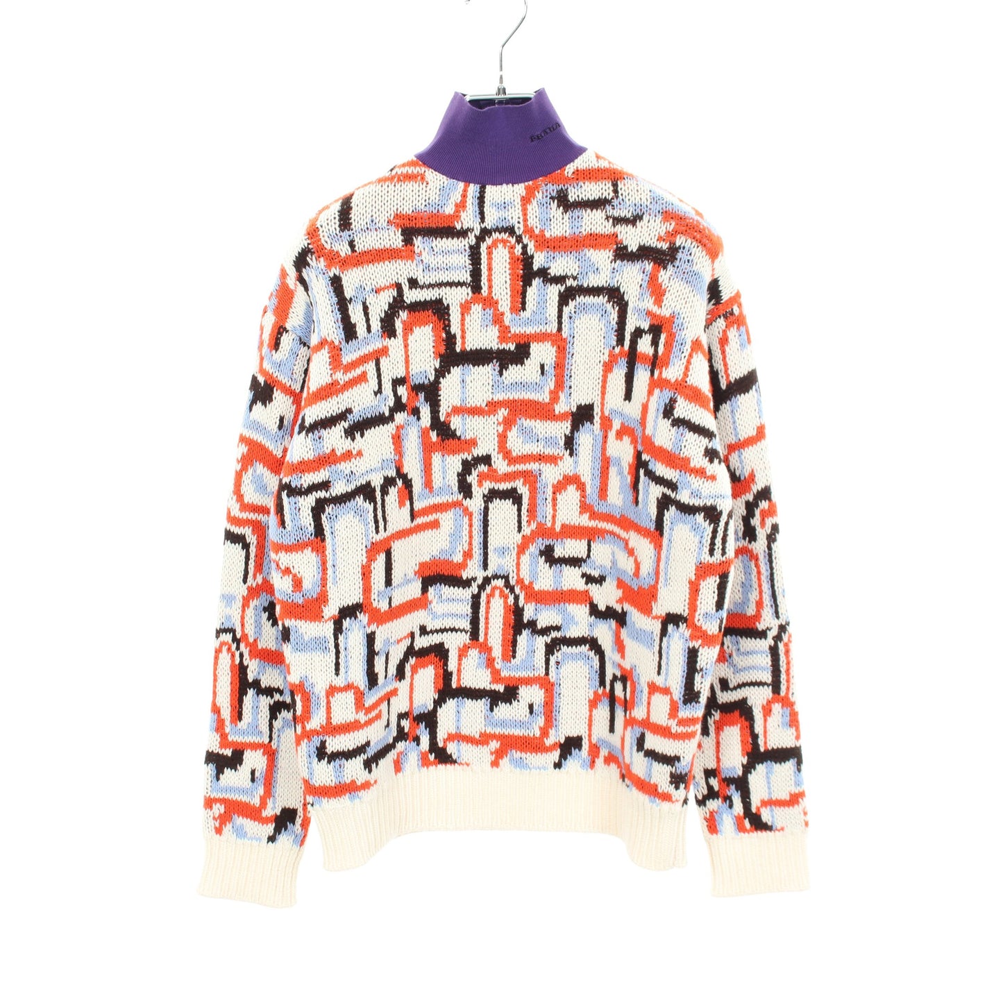 geometric motif モックネック ニット ウール カシミヤ コットン ホワイト マルチカラー プラダ トップス PRADA