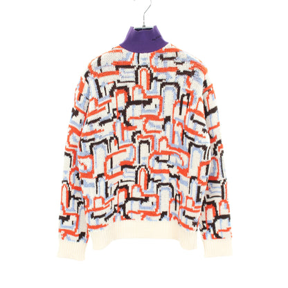 geometric motif モックネック ニット ウール カシミヤ コットン ホワイト マルチカラー プラダ トップス PRADA