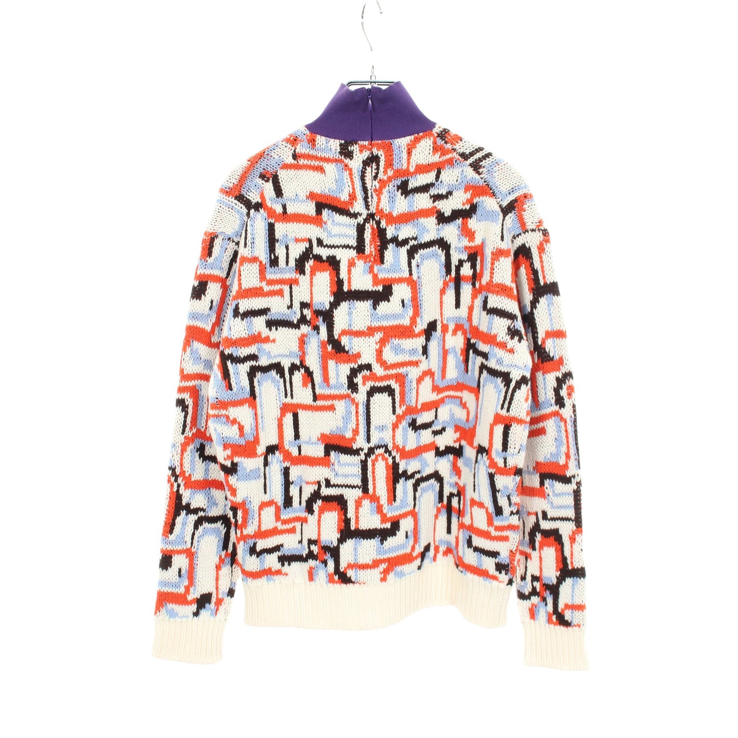 geometric motif モックネック ニット ウール カシミヤ コットン ホワイト マルチカラー プラダ トップス PRADA