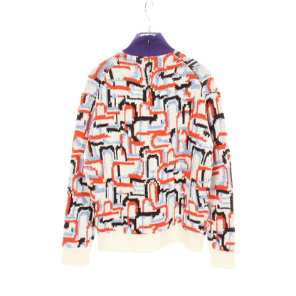 geometric motif モックネック ニット ウール カシミヤ コットン ホワイト マルチカラー プラダ トップス PRADA