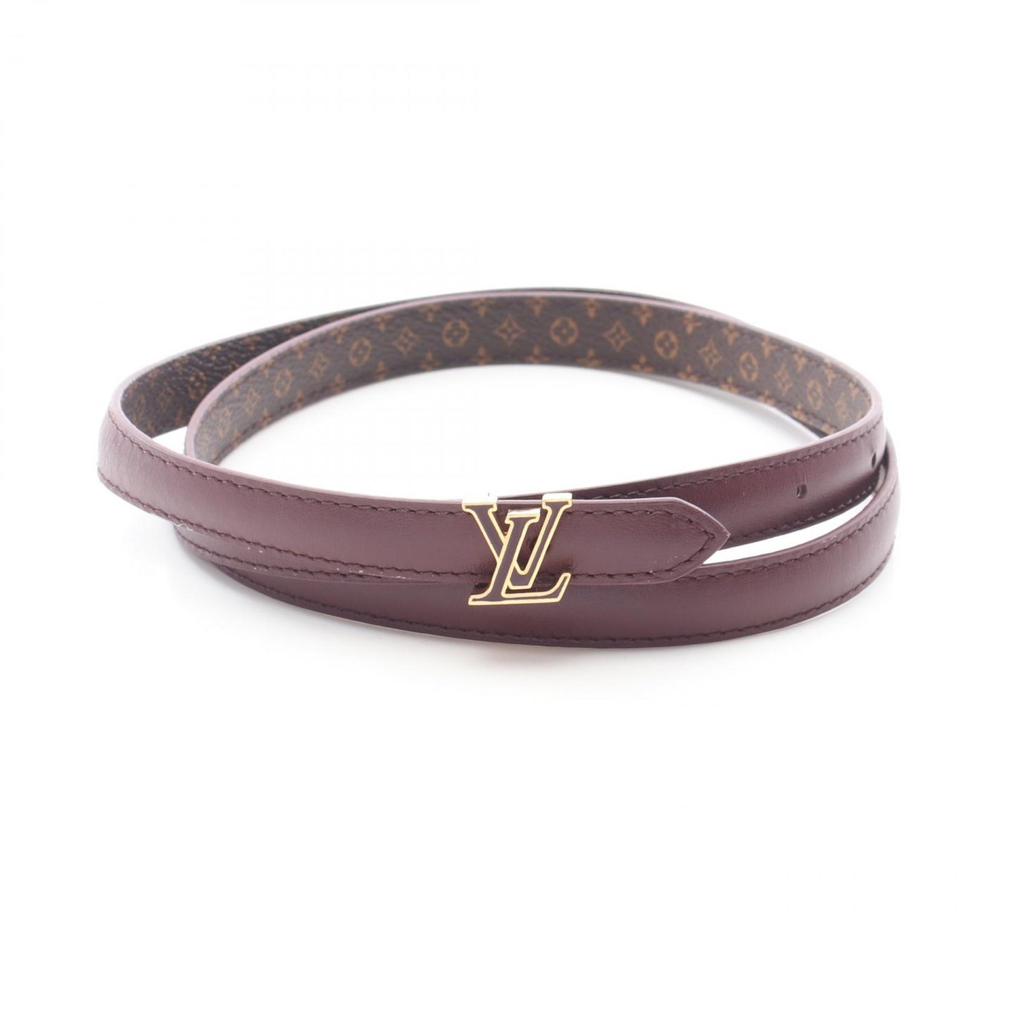 ミニLVエナメル 15MM リバーシブル ベルト レザー PVC ボルドー ブラウン ルイヴィトン 財布・小物 LOUIS VUITTON