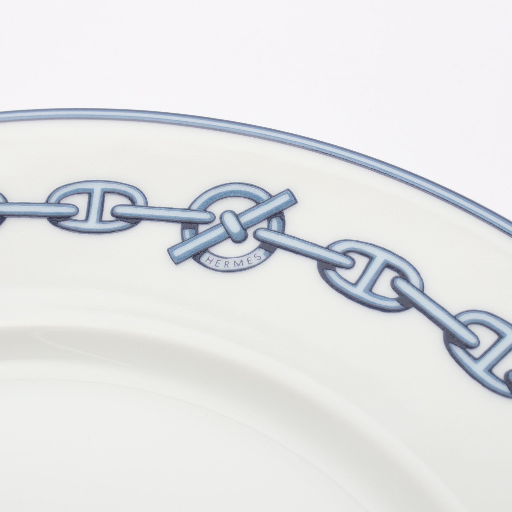 シェーヌダンクル プレート 皿 食器 陶器 ホワイト ブルー エルメス 財布・小物 HERMES