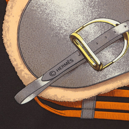 カレ90 JUMPING スカーフ シルク ダークブラウン ベージュ マルチカラー エルメス 財布・小物 HERMES