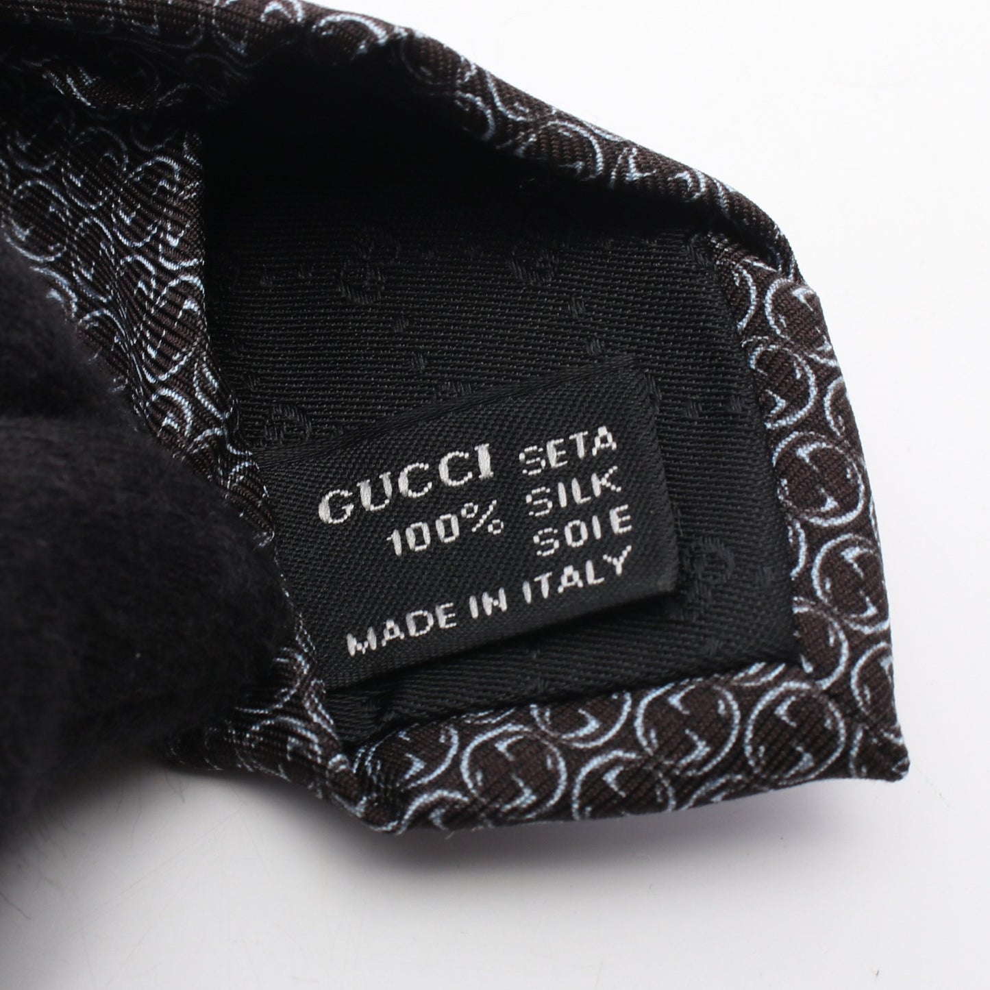 総柄 ネクタイ シルク ダークブラウン ライトブルー グッチ 財布・小物 GUCCI