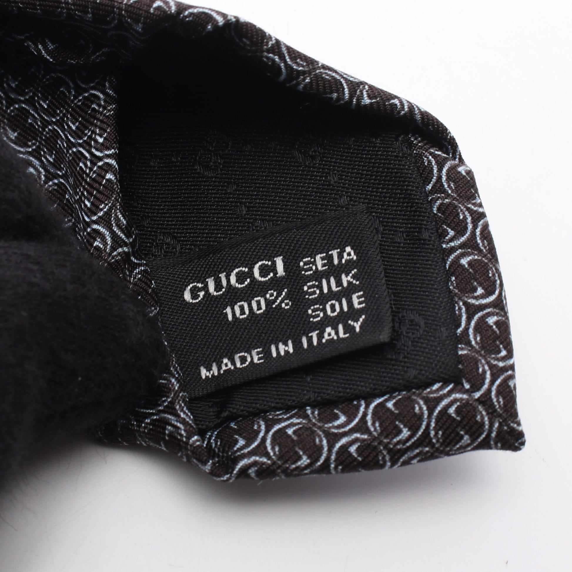 総柄 ネクタイ シルク ダークブラウン ライトブルー グッチ 財布・小物 GUCCI